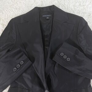 Banana Republic Womens Black Cotton Silk Blend Blazer Jacket Size 6 Minimalist